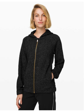 Lululemon Full Zip Textured Hoodie Jacket Black White Small Cozy